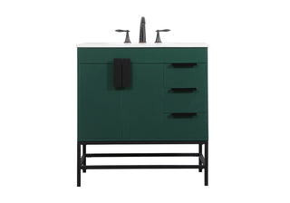 32 inch Single bathroom vanity in green