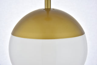 Eclipse 1 Light Brass plug in pendant With Frosted White Glass