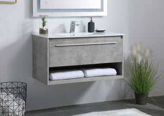 36 inch  Single Bathroom Floating Vanity in Concrete Grey