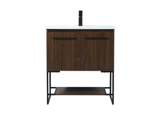 30 inch Single bathroom vanity in walnut