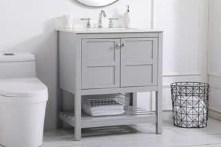 30 inch Single Bathroom Vanity in Gray with Backsplash
