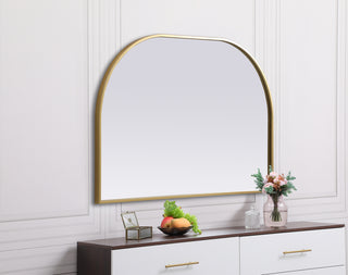 Metal Frame Arch Mirror 36x24 Inch in Brass