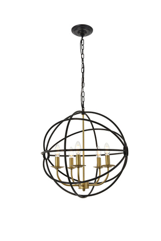 Octavia 5 light Brass and Dark Brown Pendant