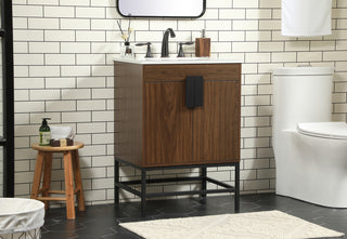 24 inch Single bathroom vanity in walnut