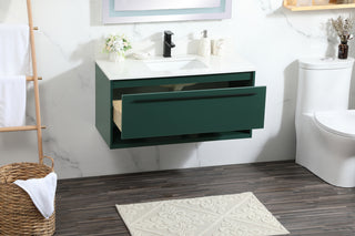 40 inch Single bathroom vanity in green with backsplash