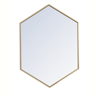 Metal frame hexagon mirror 24 inch in Brass