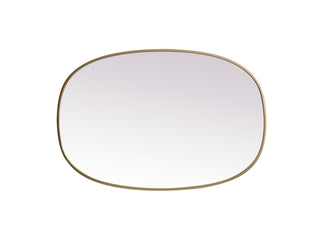 Metal Frame Oval Mirror 27x40 Inch in Brass