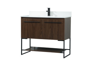 40 inch Single bathroom vanity in walnut with backsplash