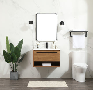 30 inch Single bathroom vanity in walnut brown with backsplash