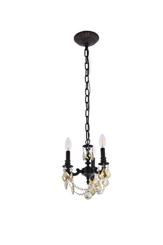 Lillie 3 light Dark Bronze Pendant Clear Royal Cut Crystal