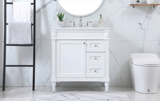 32 inch Single bathroom vanity in white with backsplash