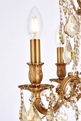 Rosalia 4 light French Gold Pendant Golden Teak (Smoky) Royal Cut Crystal