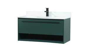 40 inch Single bathroom vanity in green with backsplash