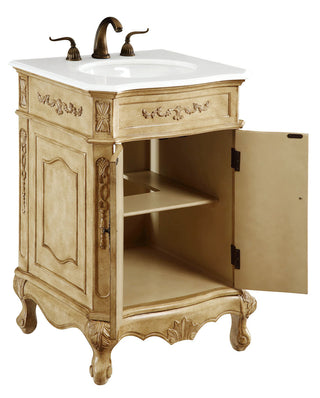 24 inch Single Bathroom vanity in Antique Beige with ivory white engineered marble