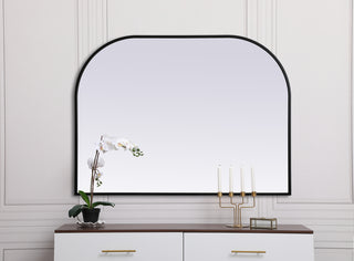 Metal Frame Arch Mirror 40x30 Inch in Black