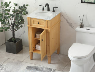 18 inch Single bathroom vanity in natural wood