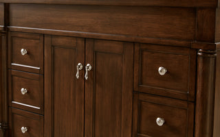 42 inch Single Bathroom vanity in Walnut with ivory white engineered marble