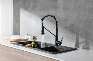 Yara Single Handle Pull Down Sprayer Kitchen Faucet in Matte Black