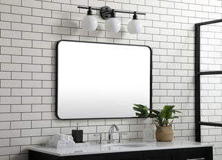 Soft corner metal rectangular mirror 27x40 inch in Black