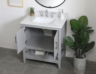 30 inch Single Bathroom Vanity in Grey with Backsplash