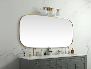 Metal Frame Oval Mirror 36x72 Inch in Brass