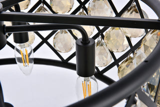 Madison 5 light Matte Black Chandelier Golden Teak (Smoky) Royal Cut Crystal