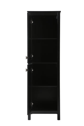 20 Inch Wide Bathroom Linen Storage Freestanding Cabinet In Black