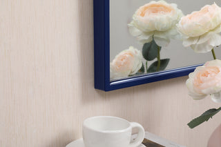 Metal frame rectangle mirror 14x28 inch in blue