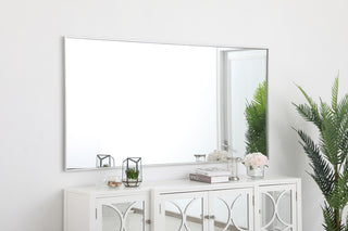 Metal frame rectangle mirror 36 inch in silver