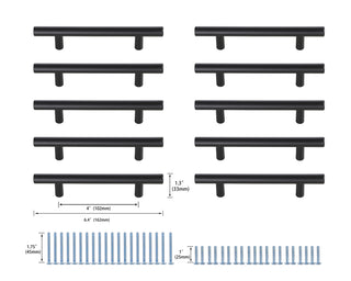Quinn 4" Center to Center Matte Black Bar Pull Multipack (set of 10)