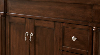 36 inch Single Bathroom vanity in Walnut with ivory white engineered marble