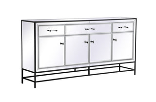 James 72 in. mirrored credenza in black