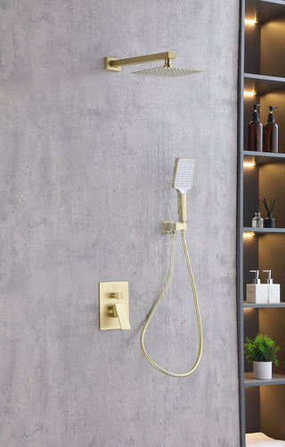 Petar Complete Shower Faucet System with Rough-in Valve in Brushed Gold