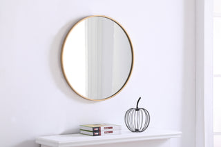 Metal frame Round Mirror 24 inch Brass finish