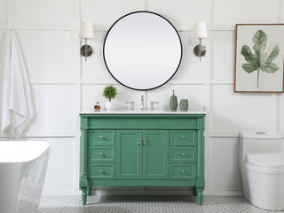 48 inch Single Bathroom vanity in vintage mint with ivory white engineered marble