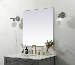 Metal Frame Square Mirror 48 inch in Silver