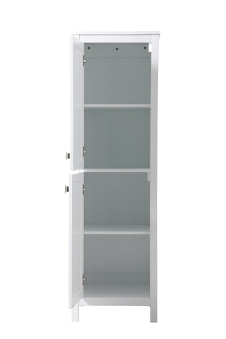 20 Inch Wide Bathroom Linen Storage Freestanding Cabinet In White