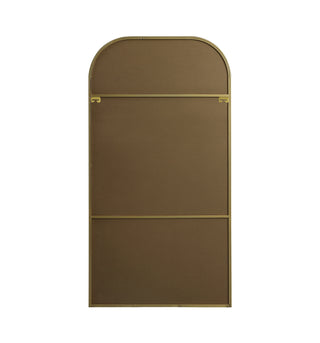 Metal Frame Arch Full Length Mirror 35x66 Inch in Brass