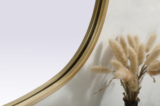 Metal Frame Oval Mirror 20x36 Inch in Brass