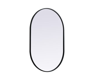 Metal Frame Oval Mirror 27x40 Inch in Black