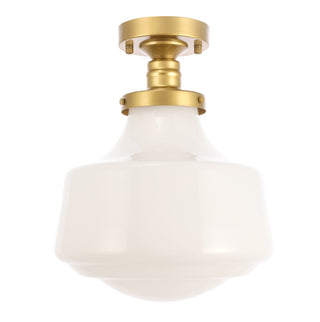 Lyle 1 light Brass and frosted white glass Flush mount