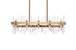 Serena 36 inch crystal rectangle chandelier in satin gold