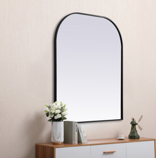 Metal Frame Arch Mirror 36x42 Inch in Black