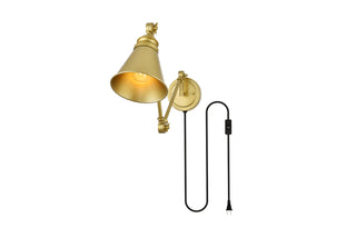 Van 1 light Brass swing arm plug in wall sconce