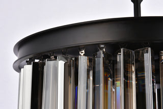 Sydney 6 light Matte Black Pendant Silver Shade (Grey) Royal Cut Crystal