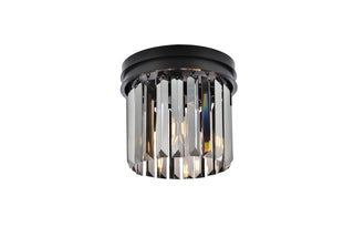 Sydney 3 light Matte Black Flush Mount Silver Shade (Grey) Royal Cut Crystal