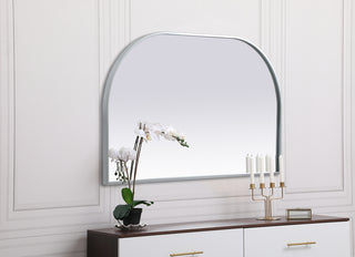 Metal Frame Arch Mirror 39x24 Inch in Silver