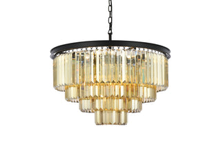 Sydney 17 light Matte Black Chandelier Golden Teak (Smoky) Royal Cut Crystal