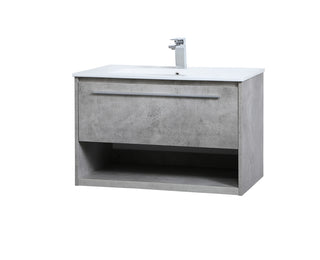 30 inch  Single Bathroom Floating Vanity in Concrete Grey