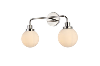 Hanson 2 lights bath sconce in polished nickel with frosted shade